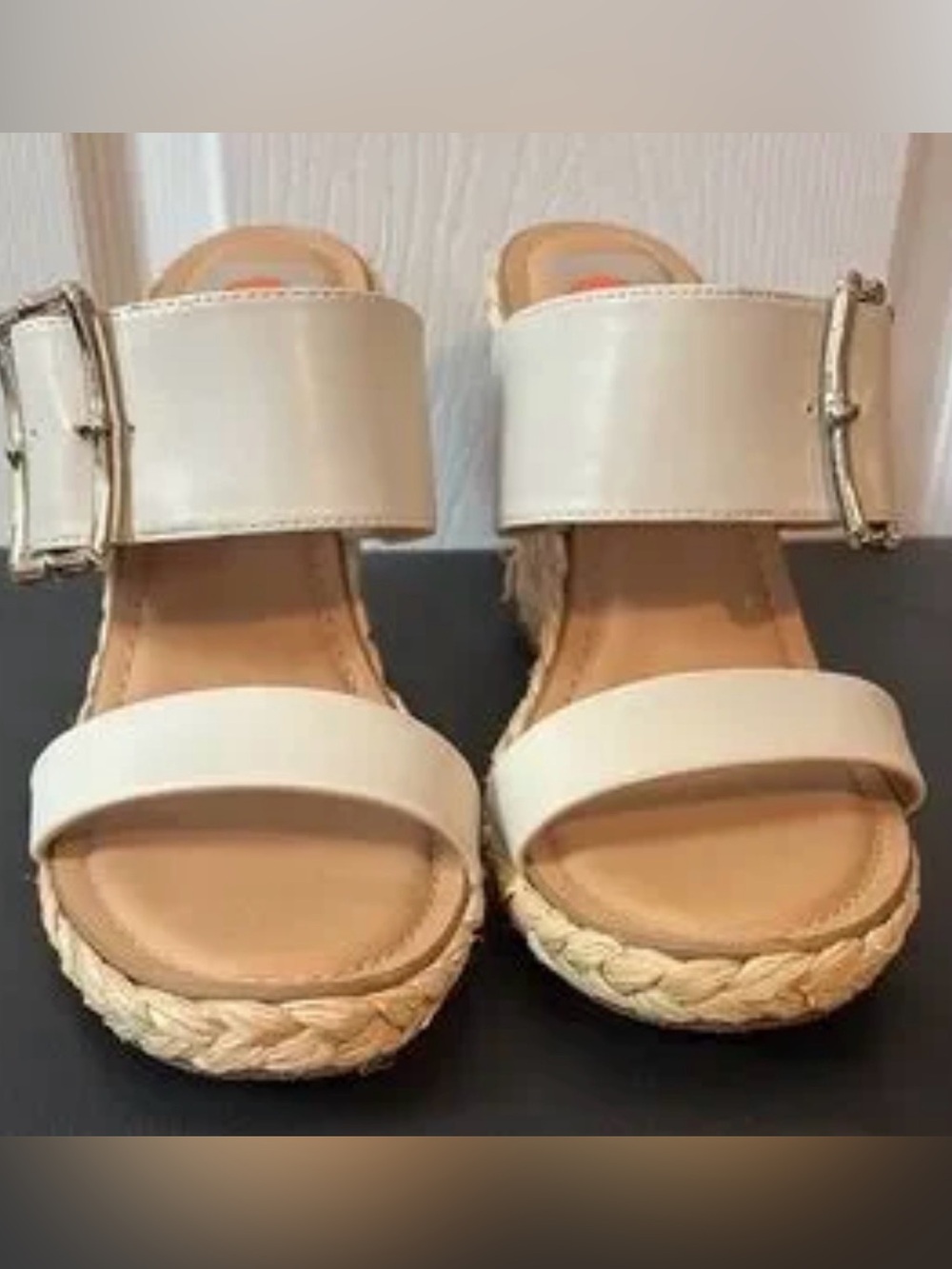 Dolce Vita White Buckle Strap Platform Sandals